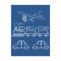 Ontwerp vlak, trein en auto ~ bewerkbare achtergro