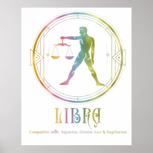 Ontwerp voor compatibiliteit met Zodiac Libra Poster (Voorkant)