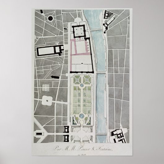 Ontwerp voor de aansluiting van de Tuileries op he Poster (Voorkant)