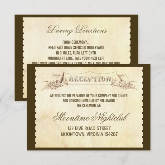  ontwerp voor de ontvangst van tickets voor bruilo informatiekaartje (Voorkant / Achterkant)