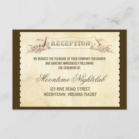 ontwerp voor de ontvangst van tickets voor bruilo informatiekaartje (Voorkant)