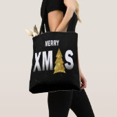 Ontwerp voor de prettige kerstkerstkerstboom tote bag (Dichtbij)