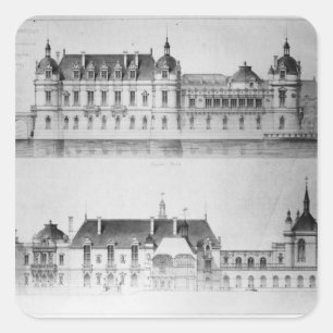 Ontwerp voor de wederopbouw van de noordgevel vierkante sticker