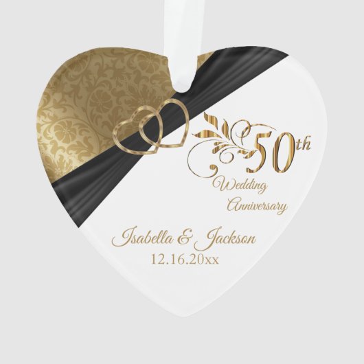 Ontwerp voor een 50ste 💕 trouwjubileumcadeau ornament (achterkant)