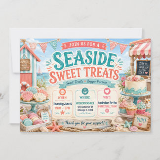 Ontwerp voor een bakverkoop van Seaside Sweet Trea Kaart