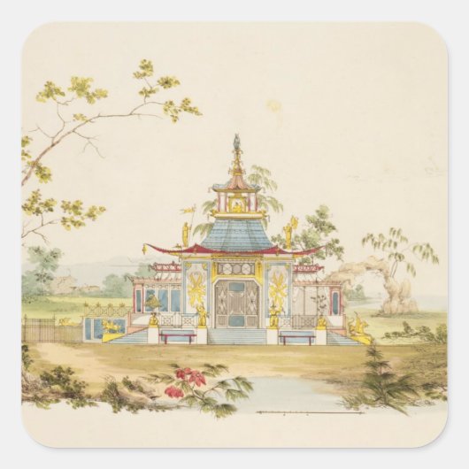Ontwerp voor een Chinese tempel, c.1810 (pen en in Vierkante Sticker (Voorkant)