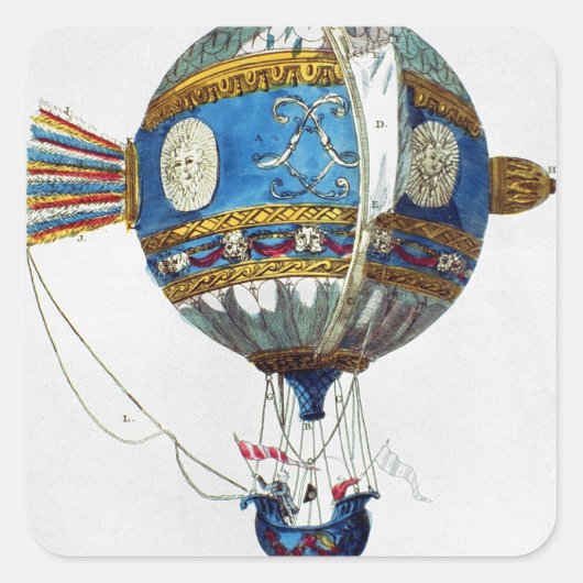 Ontwerp voor een heteluchtballon met een diameter  vierkante sticker (Voorkant)