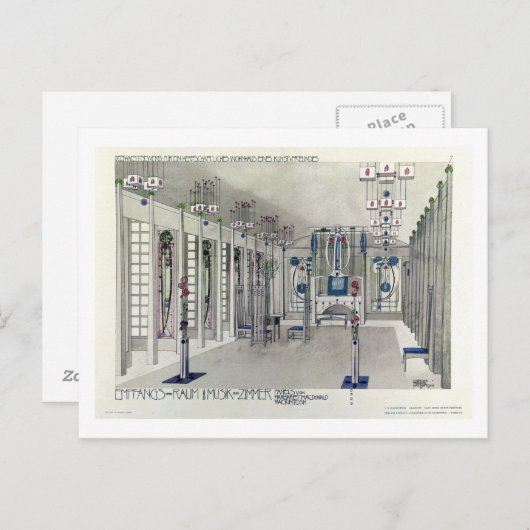 Ontwerp voor een Muziekruimte met panelen van Marg Briefkaart (Voorkant / Achterkant)