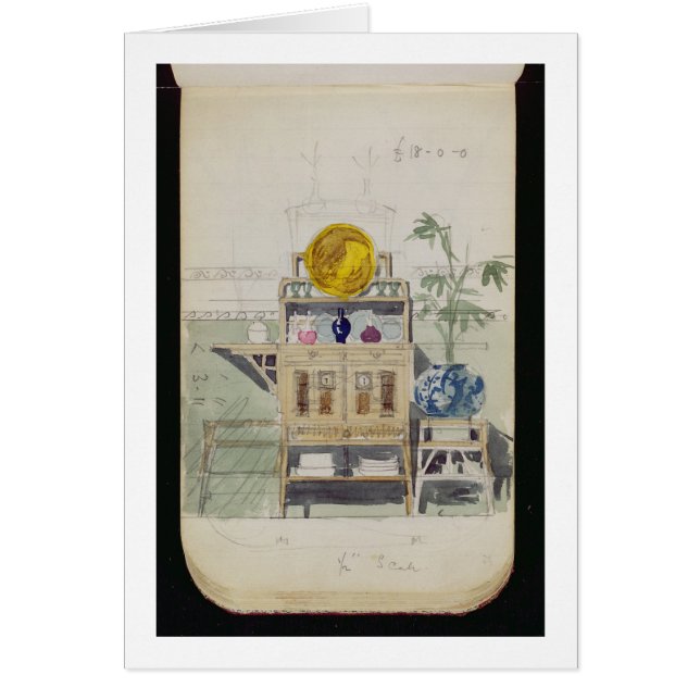 Ontwerp voor een Sideboard, c.1860s-70s (w/c & pot (Voorkant)