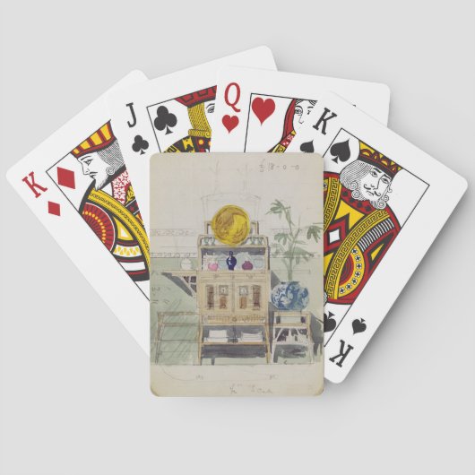 Ontwerp voor een Sideboard, c.1860s-70s (w/c & pot Pokerkaarten (Achterkant)