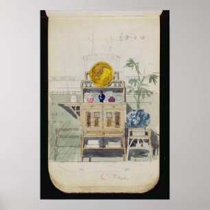 Ontwerp voor een Sideboard, c.1860s-70s (w/c & pot Poster