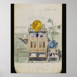 Ontwerp voor een Sideboard, c.1860s-70s (w/c & pot Poster