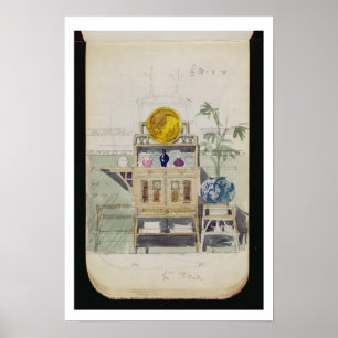 Ontwerp voor een Sideboard, c.1860s-70s (w/c & pot Poster
