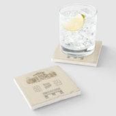 Ontwerp voor een staat met binnenplannen stenen onderzetter (Zijkant)