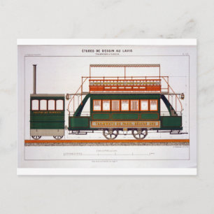 Ontwerp voor een stoomtram, bord 126 van 'The Indu Briefkaart