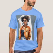 Ontwerp voor een T-shirt met een zwarte vrouw met (Voorkant)
