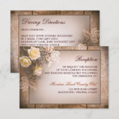 ontwerp voor een trouwreceptie met oude rozen informatiekaartje (Voorkant / Achterkant)