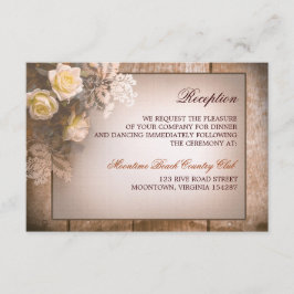 ontwerp voor een trouwreceptie met oude rozen informatiekaartje