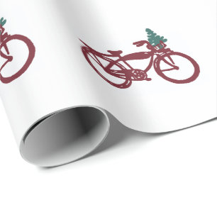 ontwerp voor fietsen en kerstbomen cadeaupapier