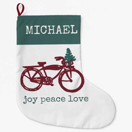  ontwerp voor fietsen en kerstbomen grote kerstsok (Voorkant)
