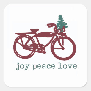  ontwerp voor fietsen en kerstbomen vierkante sticker