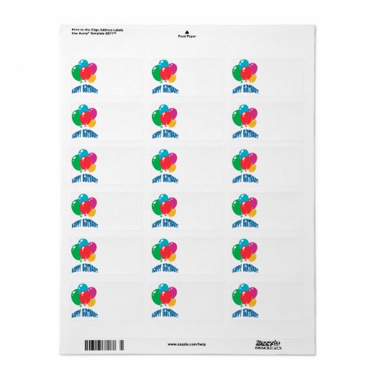 ontwerp voor gelukkige verjaardagsballonnen etiket (Full Sheet)