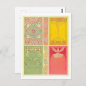  ontwerp voor geometrische stof/textiel briefkaart (Voorkant / Achterkant)