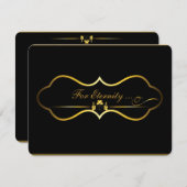 ontwerp voor hedendaagse bruiloft met zwart en gou kaart (Voorkant / Achterkant)