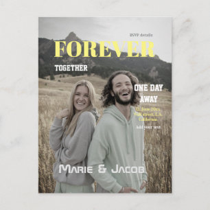 ontwerp voor huwelijksmagazine met tekst één dag w briefkaart