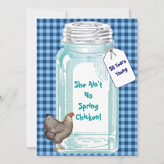 ontwerp voor kanning Jar Blue Gingham Kaart (Voorkant)