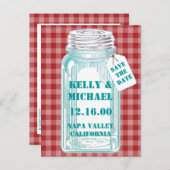  ontwerp voor kanning Jar Red Gingham Aankondigingskaart (Voorkant / Achterkant)