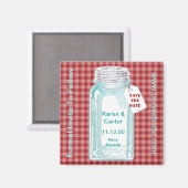  ontwerp voor kanning Jar Red Gingham Magneet (Voorkant / Achterkant)