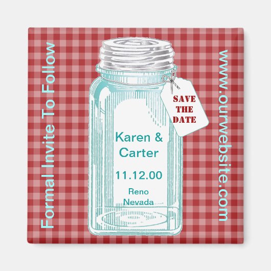  ontwerp voor kanning Jar Red Gingham Magneet (Voorkant)