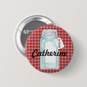 ontwerp voor kanning Jar Red Gingham Ronde Button 5,7 Cm (Voorkant /achterkant)