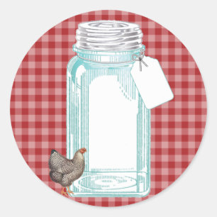  ontwerp voor kanning Jar Red Gingham Ronde Sticker