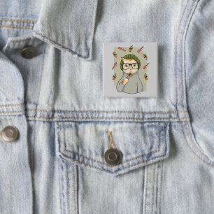 Ontwerp voor kattenliefhebber van gourmet sushi vierkante button 5,1 cm