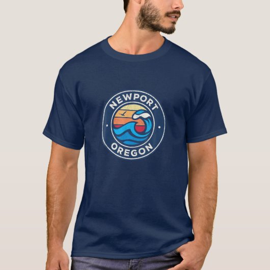 Ontwerp voor Newport Oregon of  Nautical Waves T-shirt (Voorkant)