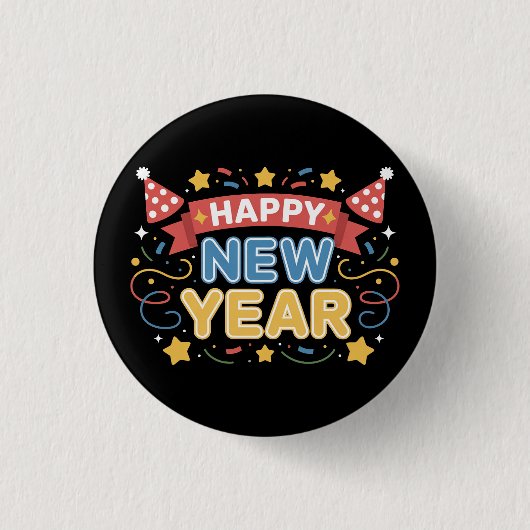 Ontwerp voor Nieuwjaarsviering Ronde Button 3,2 Cm (Voorkant)