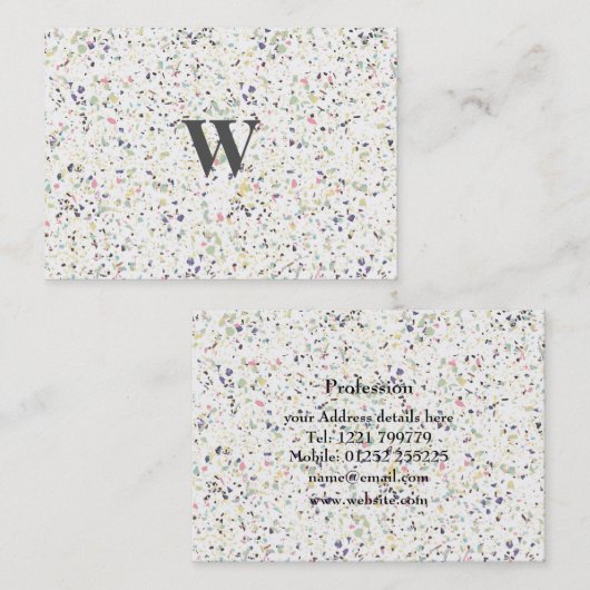  ontwerp voor pastel van de terrazzopastei van de  visitekaartje (Voorkant / Achterkant)