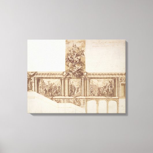 Ontwerp voor plafondmuren en trappen (pen, bruin) canvas afdruk (Voorkant)