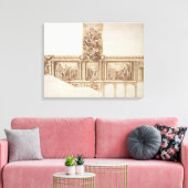 Ontwerp voor plafondmuren en trappen (pen, bruin) canvas afdruk (Insitu (Woonkamer))