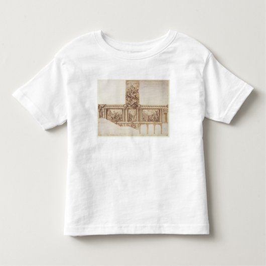 Ontwerp voor plafondmuren en trappen (pen, bruin) kinder shirts (Voorkant)