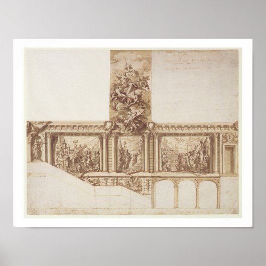 Ontwerp voor plafondmuren en trappen (pen, bruin) poster (Voorkant)