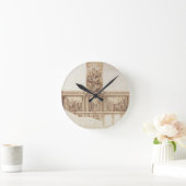 Ontwerp voor plafondmuren en trappen (pen, bruin) ronde klok (Huis)