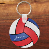 Ontwerp voor rode, witte en blauwe volleybal sleutelhanger (Voorkant)