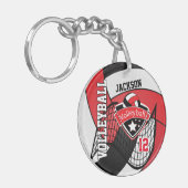 Ontwerp voor rode, zwarte en witte volleybal sleutelhanger (Voorkant Links)