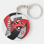 Ontwerp voor rode, zwarte en witte volleybal sleutelhanger (Achterkant)