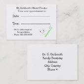 Ontwerp voor tandheelkundige en penseeltandheelkun afsprakenkaartje (Voorkant / Achterkant)
