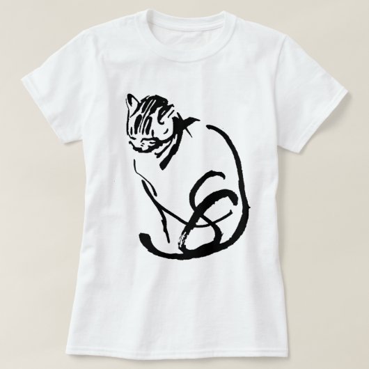 Ontwerp voor tekening van Siamese kattenpenseel T-shirt (Design voorkant)