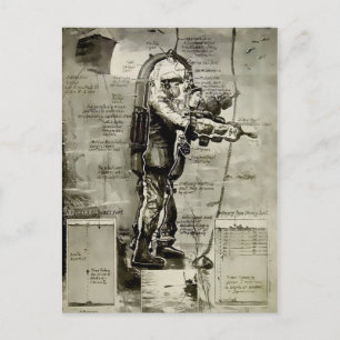 ontwerp voor Victoriaans duiktoestel Briefkaart